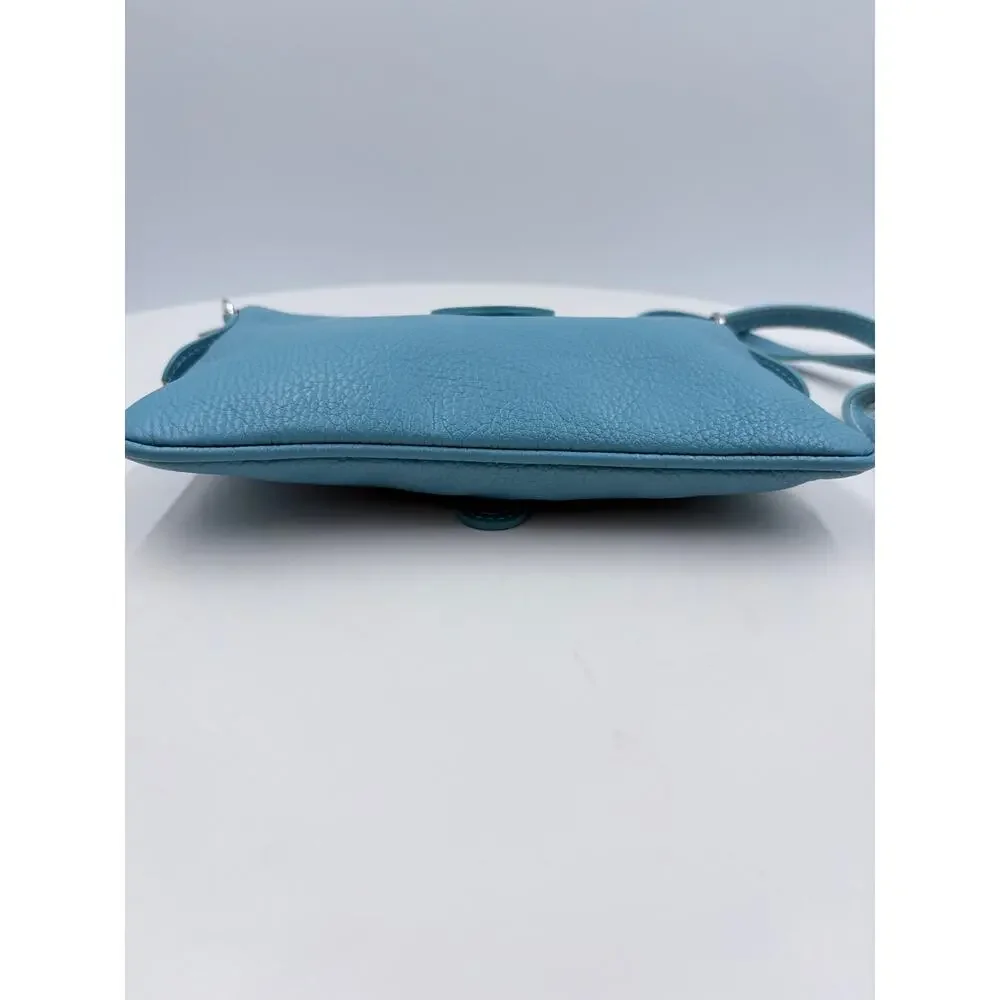 Vera Pelle Italian Baby Blue Crossbody purse